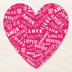 Liefde Tekst Hart Papier Onderzetter of Kies Kleur