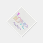 Liefde tekst in regenboog bloempatroon servetten (Hoek)