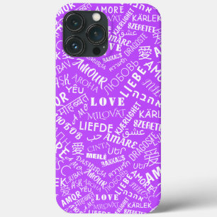Liefde Tekst iPhone Case Multi Taal Paarse