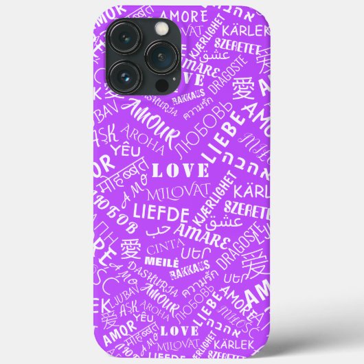 Liefde Tekst iPhone Case Multi Taal Paarse (Achterkant)