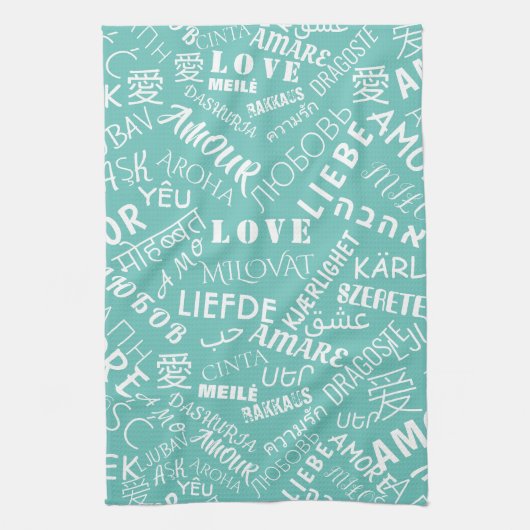 Liefde Tekst Keukenhanddoek Multi Taal (Verticaal)