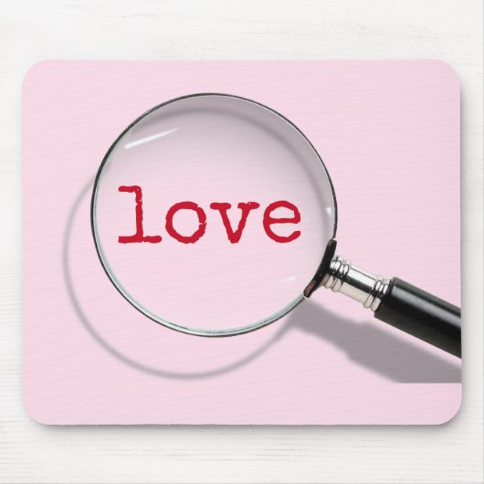 Liefde tekst onder vergrootglas muismat (Voorkant)