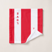 Liefde tekst op rood en wit gestreept bad handdoek (Wasdoekje)