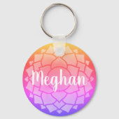 Liefde Tekst Regenboog Bloem Bloem Chakra Reiki Yo Sleutelhanger (Voorkant)