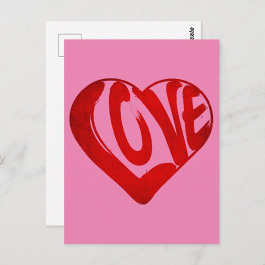 LIEFDE TEKST RODE TYPOGRAFIE VALENTIJNSDAG BRIEFKAART (Voorkant / Achterkant)