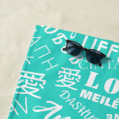 Liefde Tekst Strandlaken Multi Taal Turquoise (In situ)
