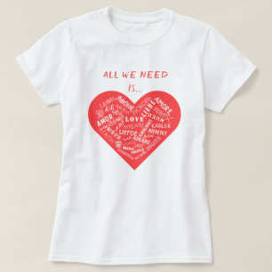 Liefde Tekst T-shirt met Hart