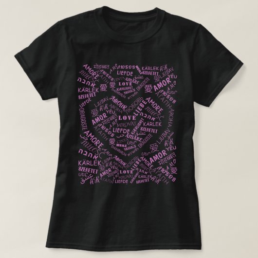 Liefde Tekst T-shirt Multi Language International (Design voorkant)