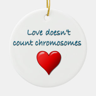 Liefde telt geen chromosomen, kerst keramisch ornament