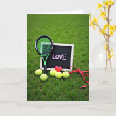Liefde Tennis Scene Kaart (Gele Bloem)