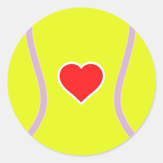 Liefde tennis - Sportbal met hart Ronde Sticker (Voorkant)