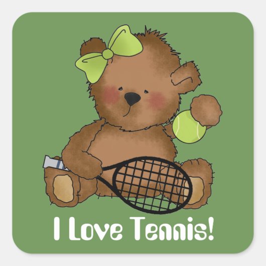 Liefde tennisbal beer aanpasbare sticker (Voorkant)