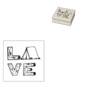 Liefde Tent Camping Hout Hand belettering Rubberstempel (Gestempeld)