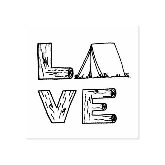 Liefde Tent Camping Hout Hand belettering Rubberstempel (Afrduk)