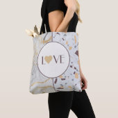 Liefde Terrazzo Marmer met Gouden Hart Aangepaste  Tote Bag (Dichtbij)