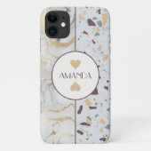 Liefde Terrazzo Marmeren iPhone Case klantnaam (Achterkant)