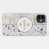 Liefde Terrazzo Marmeren iPhone Case klantnaam (Achterkant (horizontaal))