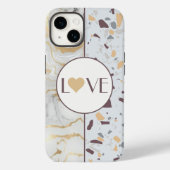 Liefde Terrazzo Marmeren iPhone Case met Gouden Ha (Achterkant)