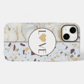 Liefde Terrazzo Marmeren iPhone Case met Gouden Ha (Achterkant (horizontaal))