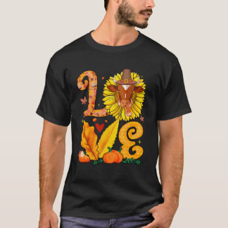 Liefde Thanksgiving Koe Kostuum Zonnebloem Herfst T-shirt