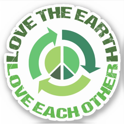 Liefde the Earth Green Environmental Activist Sticker (Voorkant)
