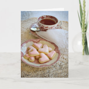 Liefde Thee- en hartkoekjes Romantische Kaart