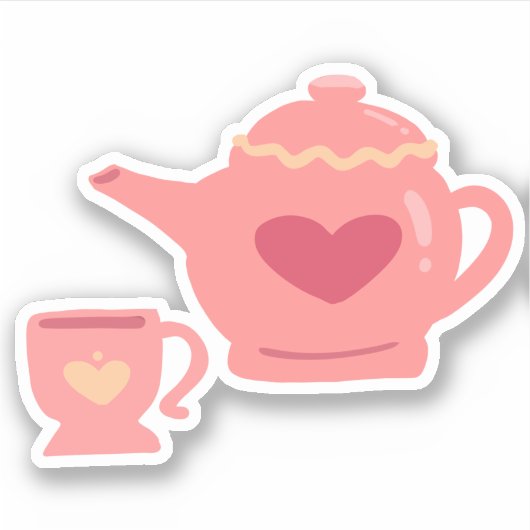 Liefde Theepot & Cup Sticker (Voorkant)