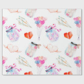 Liefde thema Valentijn waterverf Cadeaupapier (Vlak)