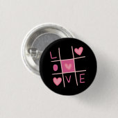 Liefde Tic Tac Toe Speld | Valentijnsdag Cadeau Ronde Button 3,2 Cm (Voorkant /achterkant)