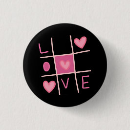 Liefde Tic Tac Toe Speld | Valentijnsdag Cadeau Ronde Button 3,2 Cm