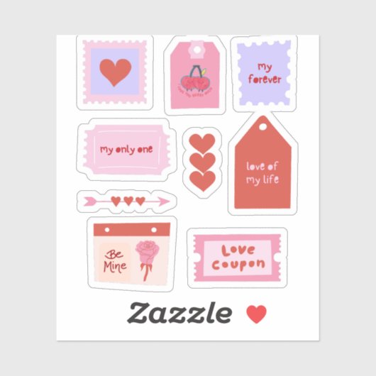 Liefde Tickets met roze typografie Sticker (Vel)