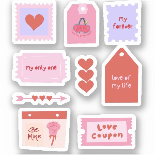 Liefde Tickets met roze typografie Sticker (Voorkant)