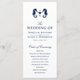 Liefde Tide Seahorse Thmed Monogram Programmakaart