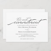 Liefde & Toewijding | Zwart & Wit Bruiloft uitnodi Kaart (Voorkant / Achterkant)