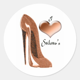 Liefde Toffee Stiletto Schoen en 3D Hart Ronde Sticker