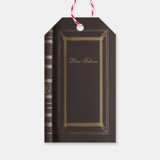 Liefde token boek cover bruiloft cadeaulabel (Voorkant)