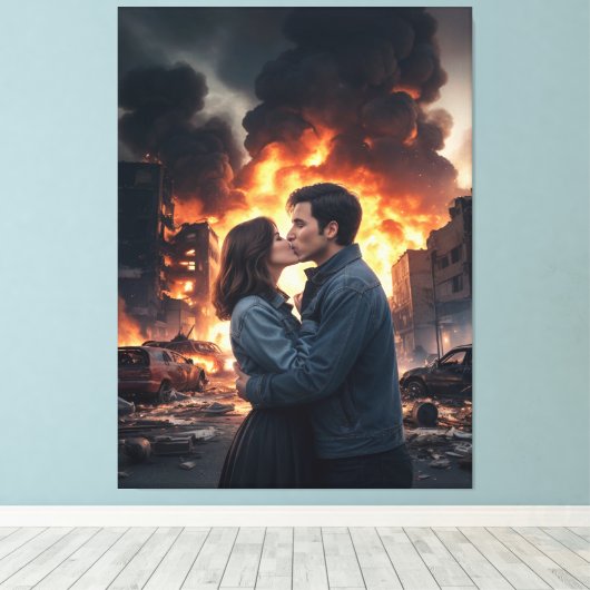 Liefde tonen paar canvas afdruk (Insitu (Houten vloer))