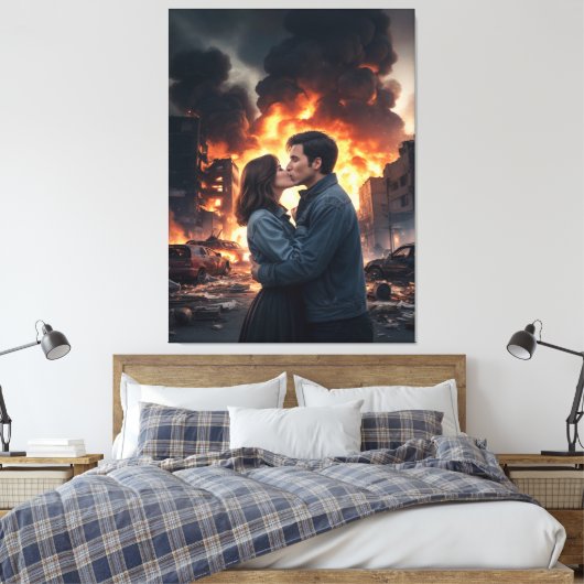 Liefde tonen paar canvas afdruk (Insitu (Slaapkamer))