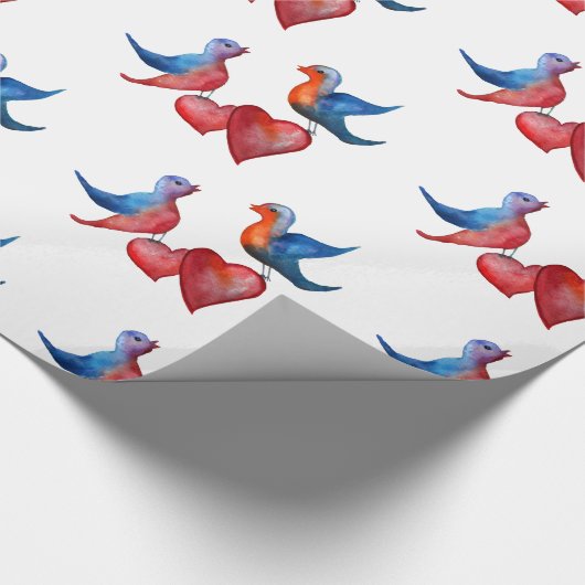 Liefde, Tortelduifjes, Waterverf Vogels die papier (Hoek)
