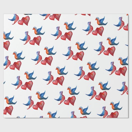 Liefde, Tortelduifjes, Waterverf Vogels die papier (Vlak)