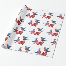 Liefde, Tortelduifjes, Waterverf Vogels die papier