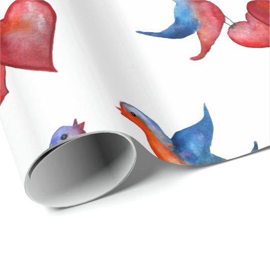 Liefde, Tortelduifjes, Waterverf Vogels die papier (Rol Hoek)