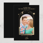 Liefde tot aan de maan Foto Celestiaal Zwart Goud Feestdagenkaart (Voorkant / Achterkant)