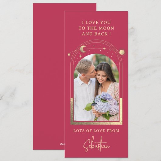 Liefde tot aan de maan Foto Celestiale Magengta Go Feestdagenkaart (Voorkant / Achterkant)