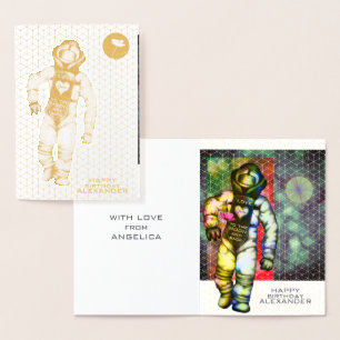 Liefde tot de Maan Astronaut Tekening Cool Ruimte Folie Kaarten