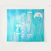 Liefde tot de Maan Blauwe Waterverf Typografie Wandkleed (Voorkant (horizontaal))