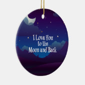 Liefde tot de Maan en terug, Blauw Indigo Keramisch Ornament (Rechts)