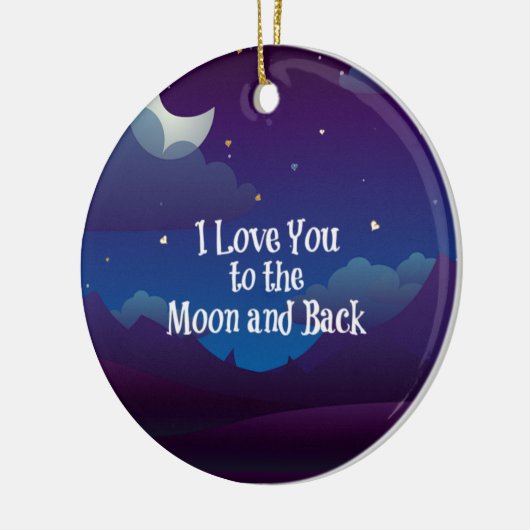 Liefde tot de Maan en terug, Blauw Indigo Keramisch Ornament (Links)