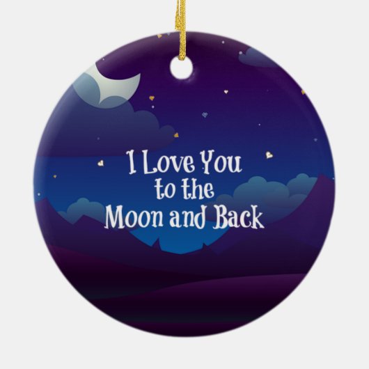 Liefde tot de Maan en terug, Blauw Indigo Keramisch Ornament (Achterkant)