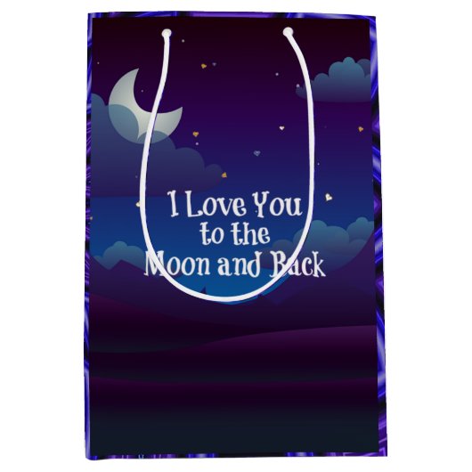 Liefde tot de Maan en terug, Blauw Indigo Medium Cadeauzakje (Voorkant)